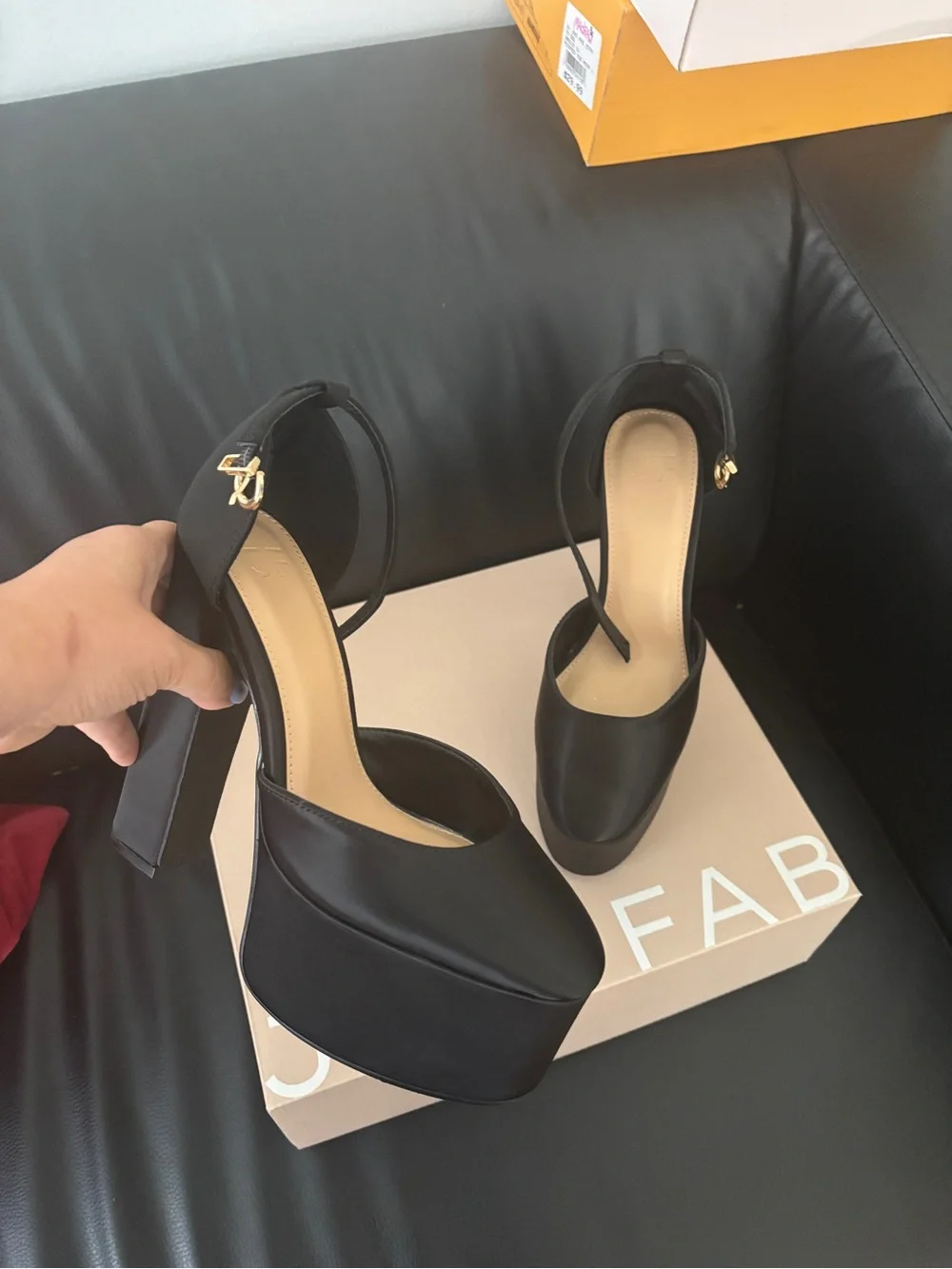 JustFab Black Platform Ankle-Strap Mary Janes